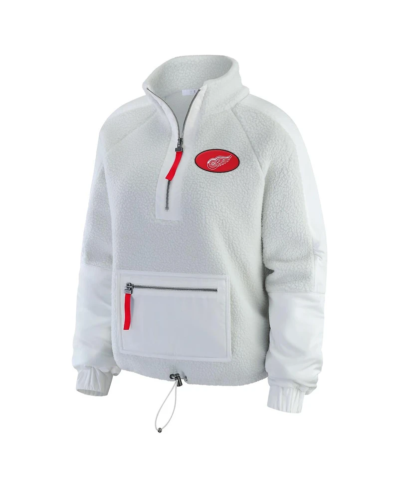 Wear by Erin Andrews Women's Gray Detroit Red Wings Polar Fleece Quarter-Zip Jacket