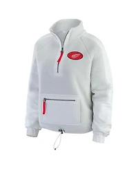 Wear by Erin Andrews Women's Gray Detroit Red Wings Polar Fleece Quarter-Zip Jacket