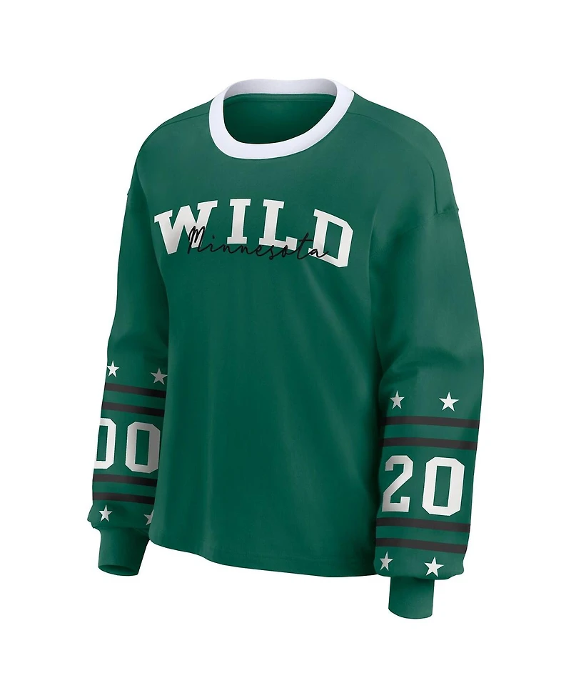 Wear by Erin Andrews Women's Green Minnesota Wild Long-Sleeve Sport T-Shirt