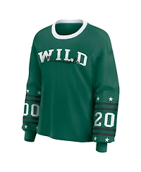 Wear by Erin Andrews Women's Green Minnesota Wild Long-Sleeve Sport T-Shirt