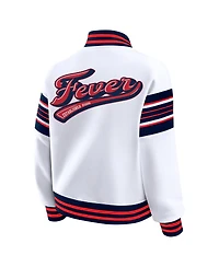 Wear by Erin Andrews Women's White/Navy Indiana Fever Full-Snap Fleece Sweatshirt Jacket