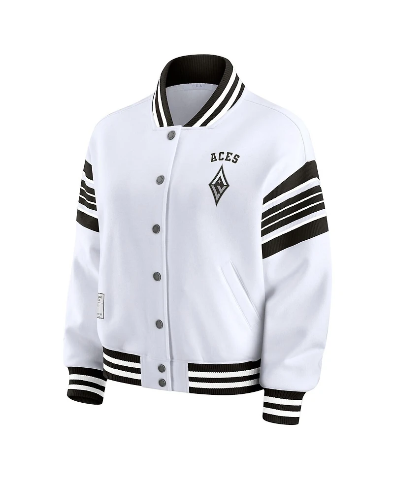 Wear by Erin Andrews Women's White/Black Las Vegas Aces Plus Full-Snap Fleece Sweatshirt Jacket