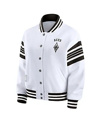 Wear by Erin Andrews Women's White/Black Las Vegas Aces Plus Full-Snap Fleece Sweatshirt Jacket