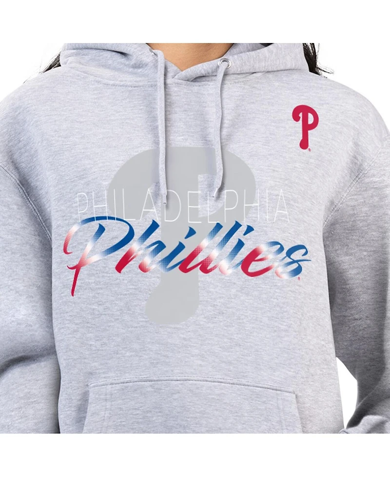 G-iii 4Her by Carl Banks Women's Heather Gray Philadelphia Phillies Shadow Logo Graphic Pullover Hoodie