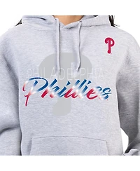 G-iii 4Her by Carl Banks Women's Heather Gray Philadelphia Phillies Shadow Logo Graphic Pullover Hoodie