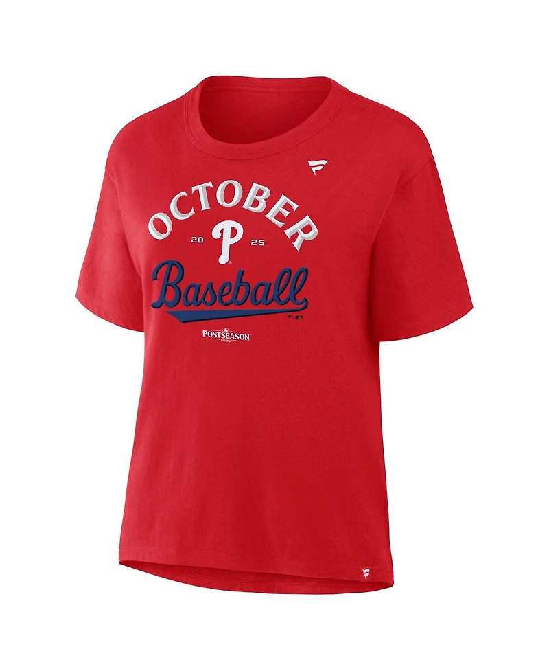 Fanatics Women's Red Philadelphia Phillies 2025 Mlb Postseason Locker Room T-Shirt