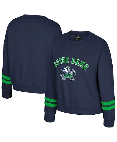 Colosseum Women's Navy Notre Dame Fighting Irish Splashy Crewneck Fleece Sweatshirt