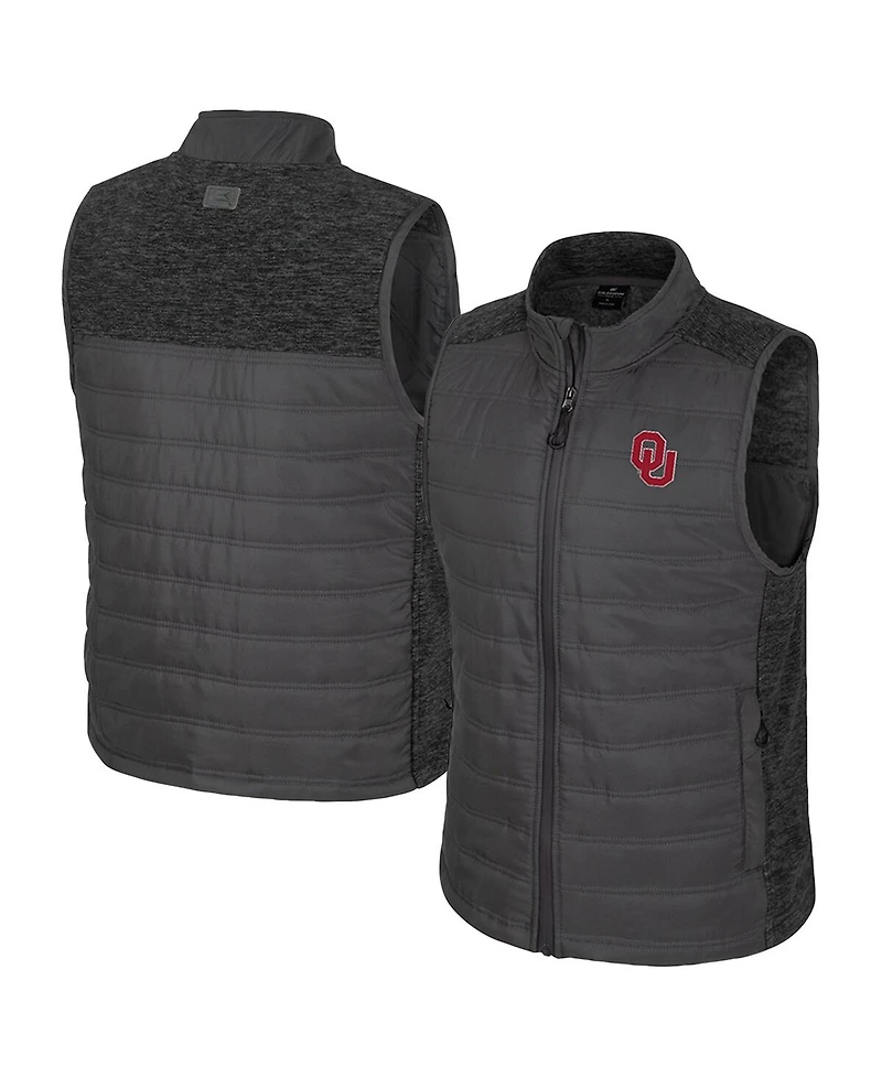 Colosseum Men's Charcoal Oklahoma Sooners Nightman Full-Zip Puffer Vest