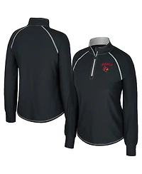 Colosseum Women's Black Louisville Cardinals Bikram Raglan Quarter-Zip Top