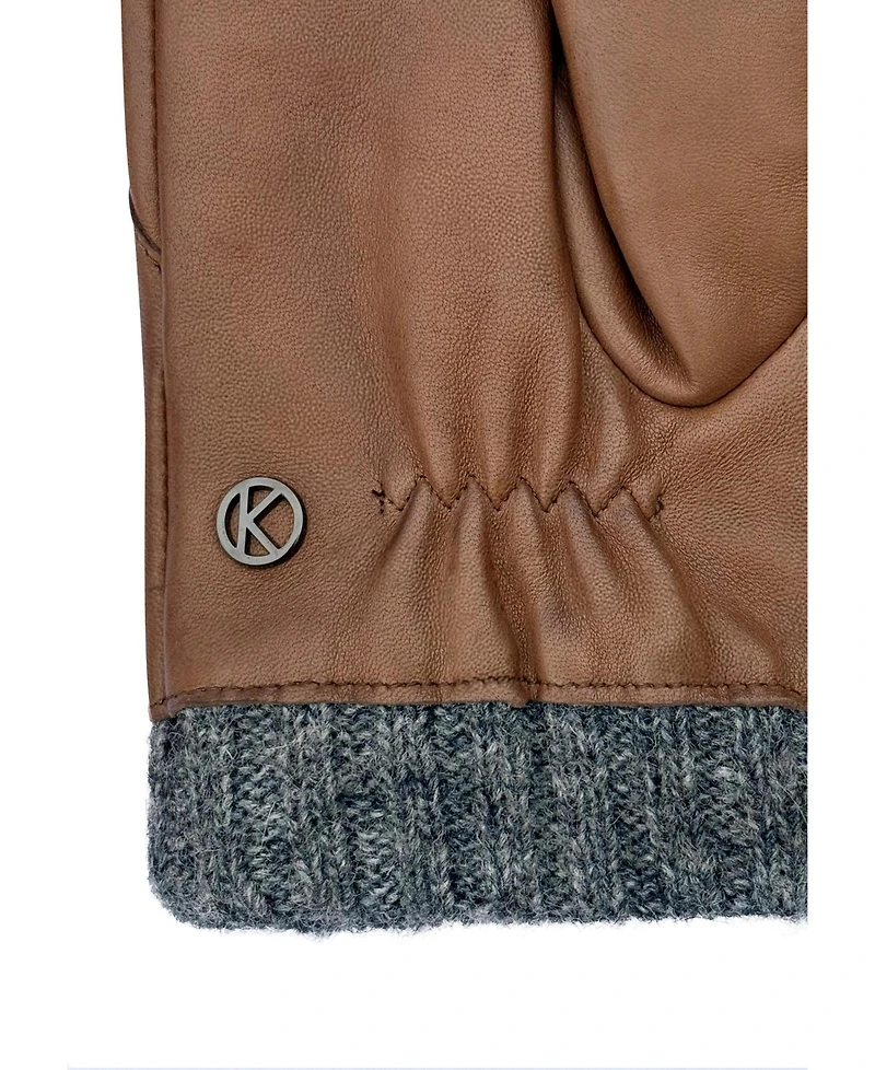 Kessler Men's Leather gloves "Rasmus" with knitted cuff and touch function
