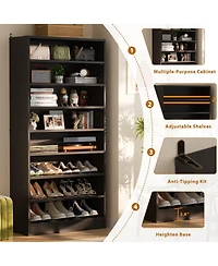 Aheaplus 9-Tier Wood Shoe Storage Cabinet (Holds 40-45 Pairs)