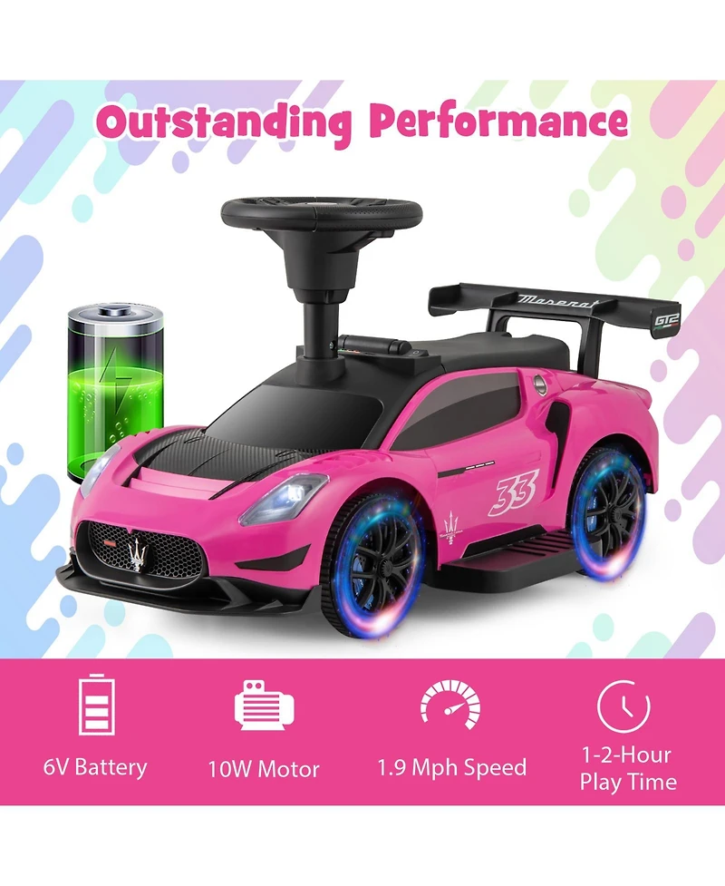 Gymax Electric Kids Ride on Push Car Maserati Licensed Foot to Floor w/Horn
