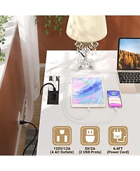 L Shaped Desk with Charging Station, Computer Workstation File Cabinet and Drawers for Office