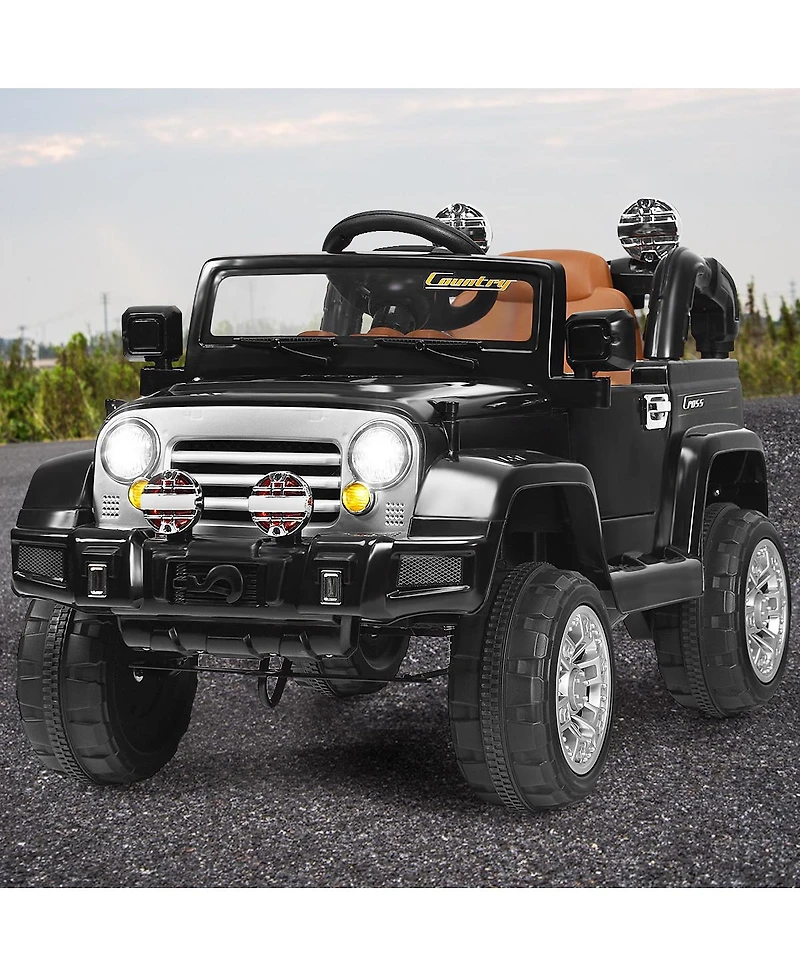 12V MP3 Kids Ride On Truck Car Rc Remote Control w/ Led Lights Music, Black