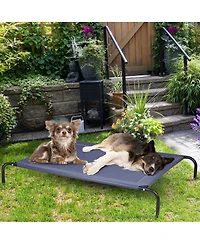 Gymax Large Dog Cat Bed Elevated Pet Cot Indoor Outdoor Camping Steel Frame Mat -Xl