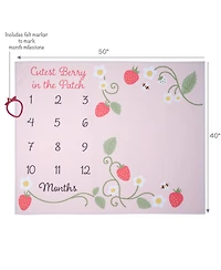 Lambs & Ivy Strawberry Patch Milestone Photo Opportunity Fleece Baby Blanket