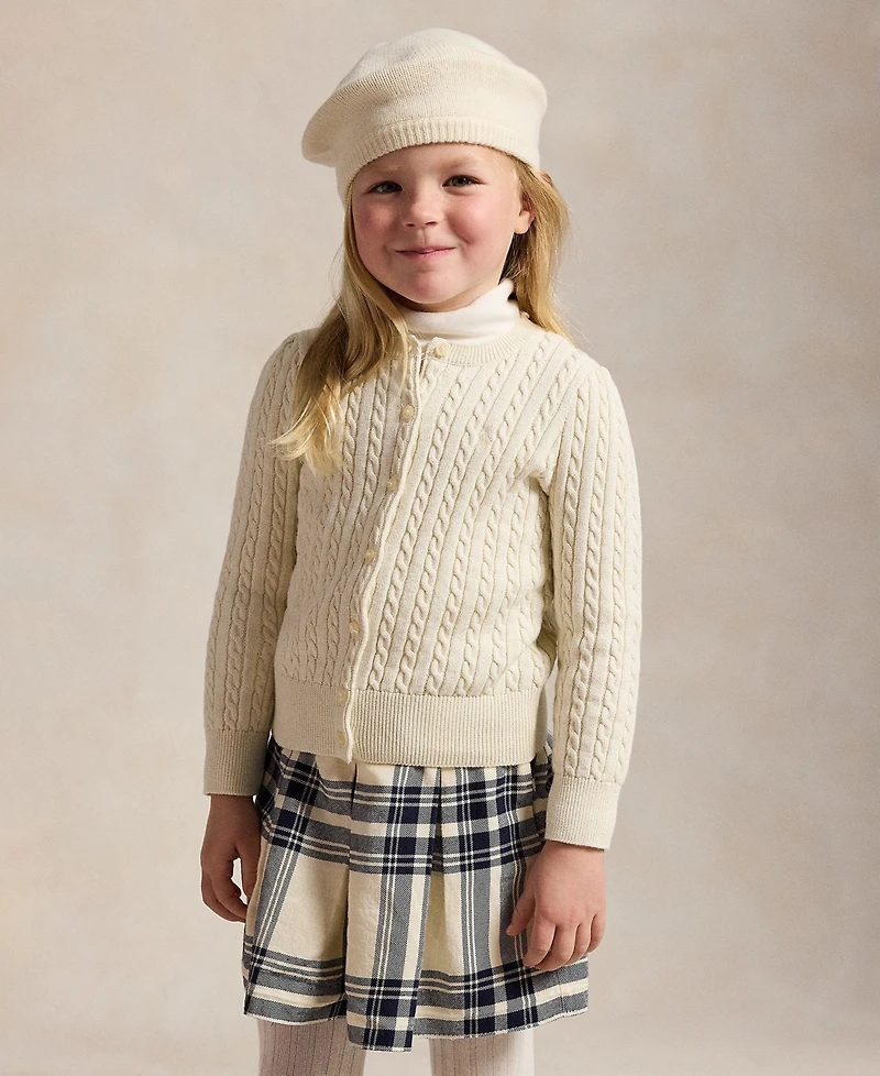 Polo Ralph Lauren Toddler and Little Girls Metallic Cable Cotton-Blend Cardigan Sweater