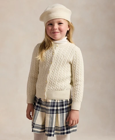 Polo Ralph Lauren Toddler and Little Girls Metallic Cable Cotton-Blend Cardigan Sweater