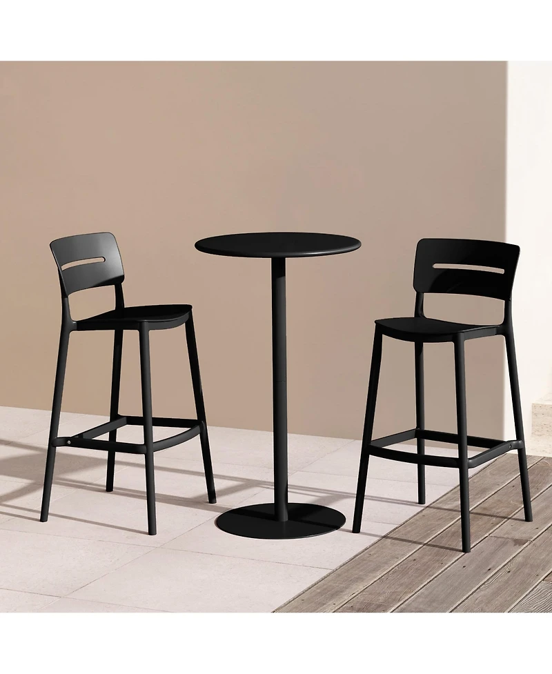 WestinTrends 3-Piece Outdoor Adjustable Round Bar Height Patio Table Dining Set