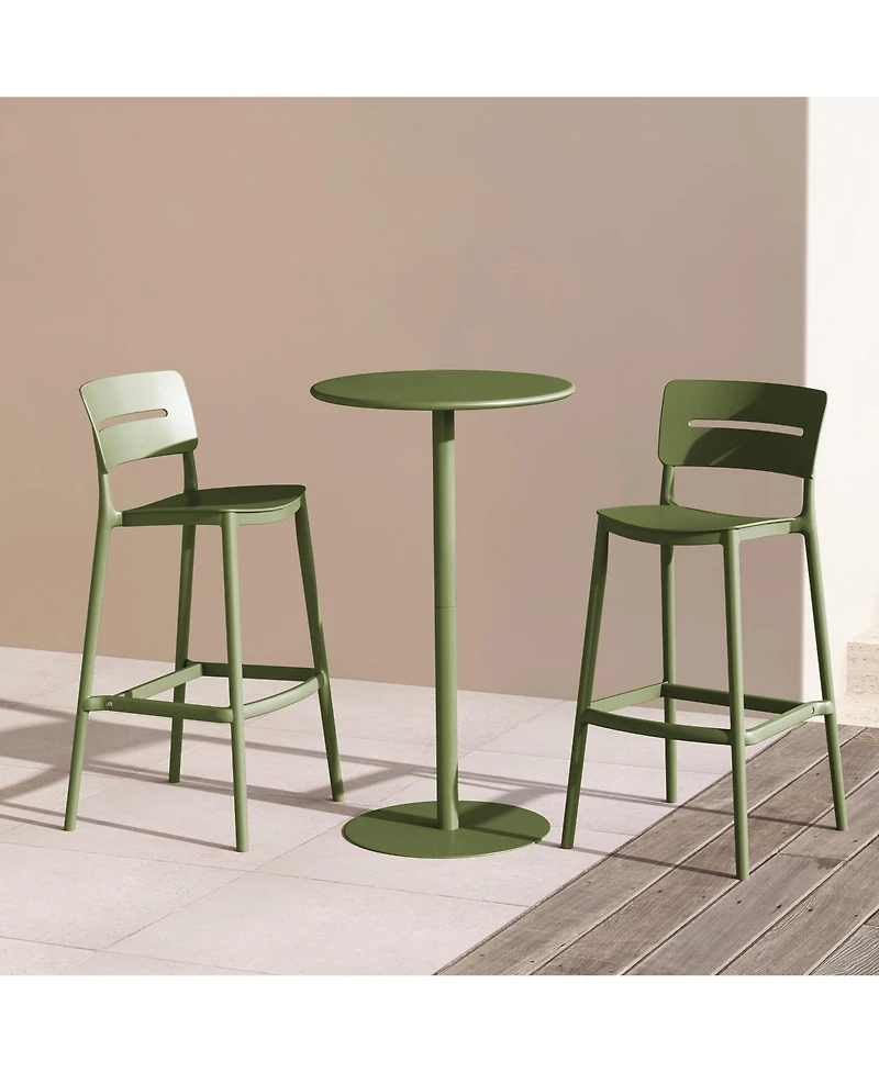 WestinTrends 3-Piece Outdoor Adjustable Round Bar Height Patio Table Dining Set