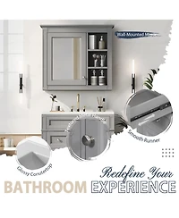Casainc 30'' Bathroom Vanity with Top Sink, Mirror Cabinet