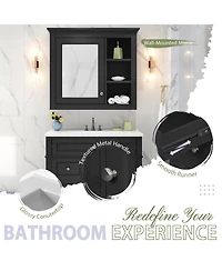 Casainc 30'' Bathroom Vanity with Top Sink, Mirror Cabinet