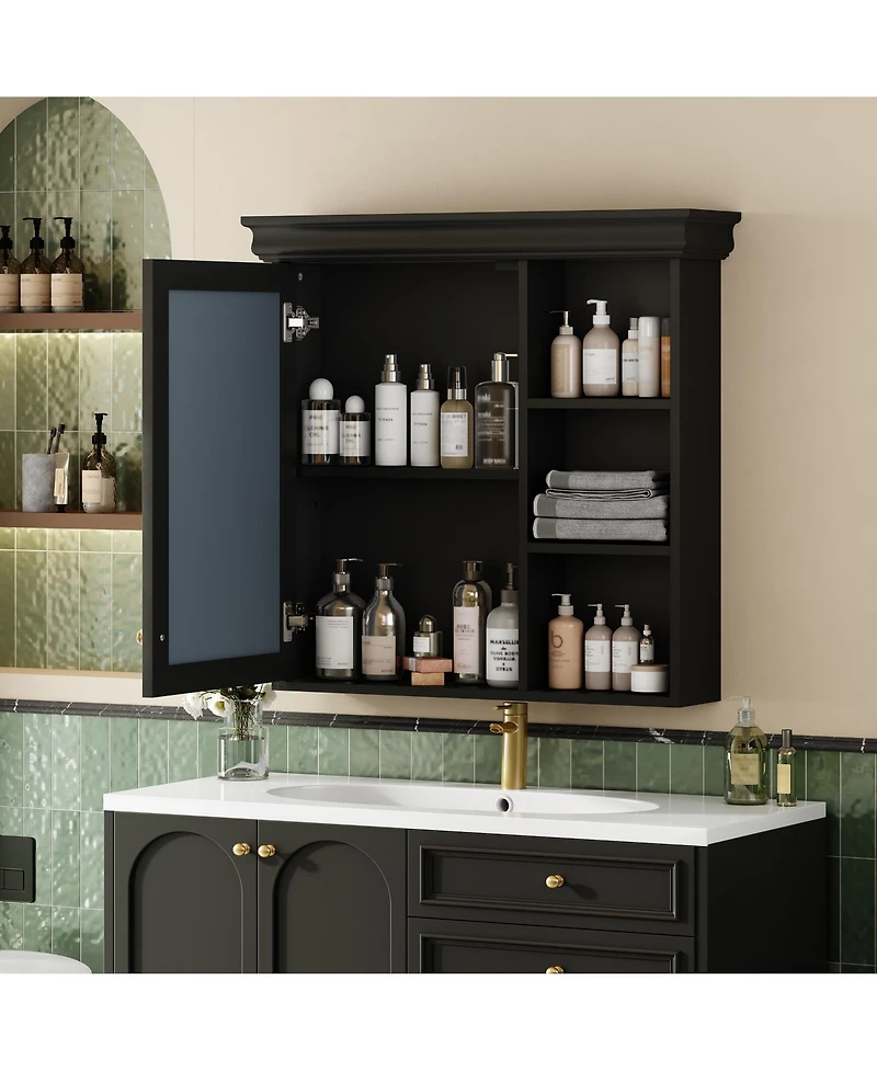 Casainc 30'' x 28'' Wall Mounted Medicine Cabinet with Mirror & Storage Organizer
