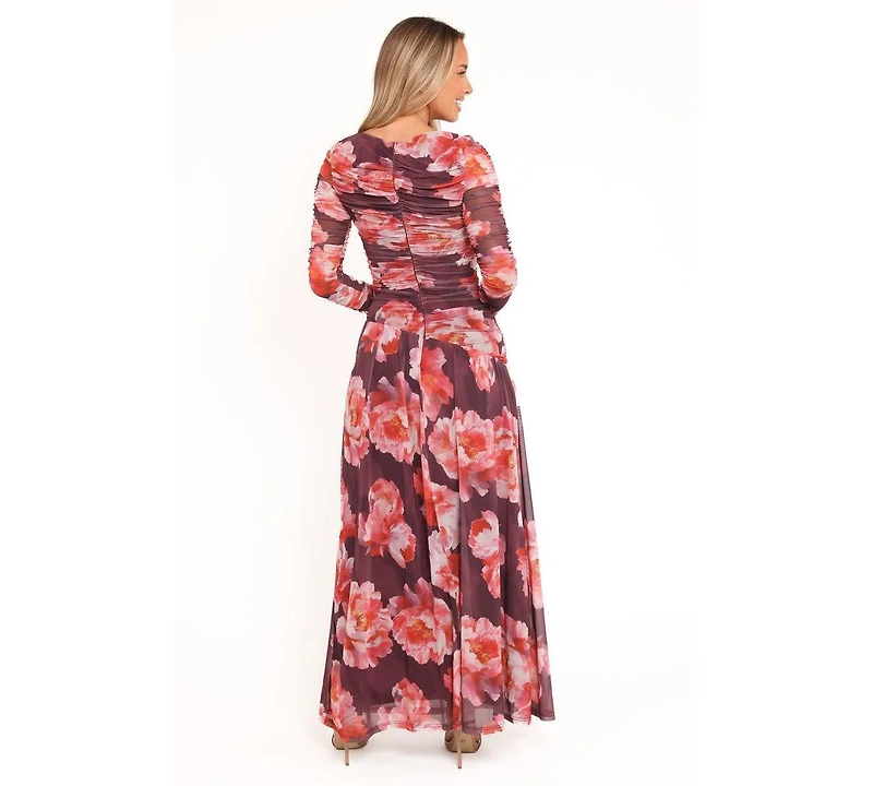 Petal and Pup Women's Calypso Long Sleeve Maxi Dress - Burgundy Peony