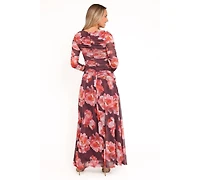 Petal and Pup Women's Calypso Long Sleeve Maxi Dress - Burgundy Peony
