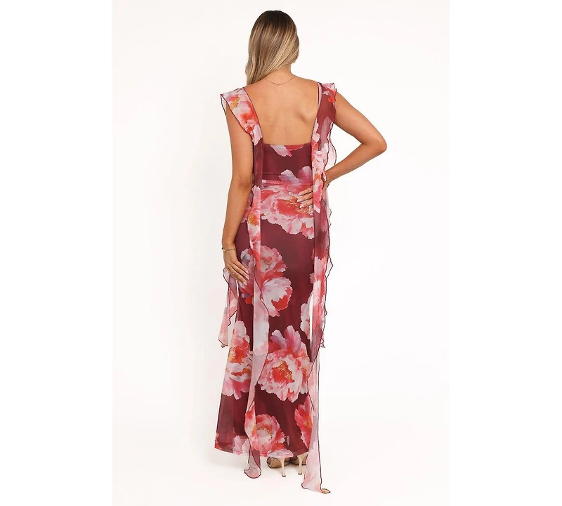 Petal and Pup Women's Chiara Maxi Dress - Burgundy Peony