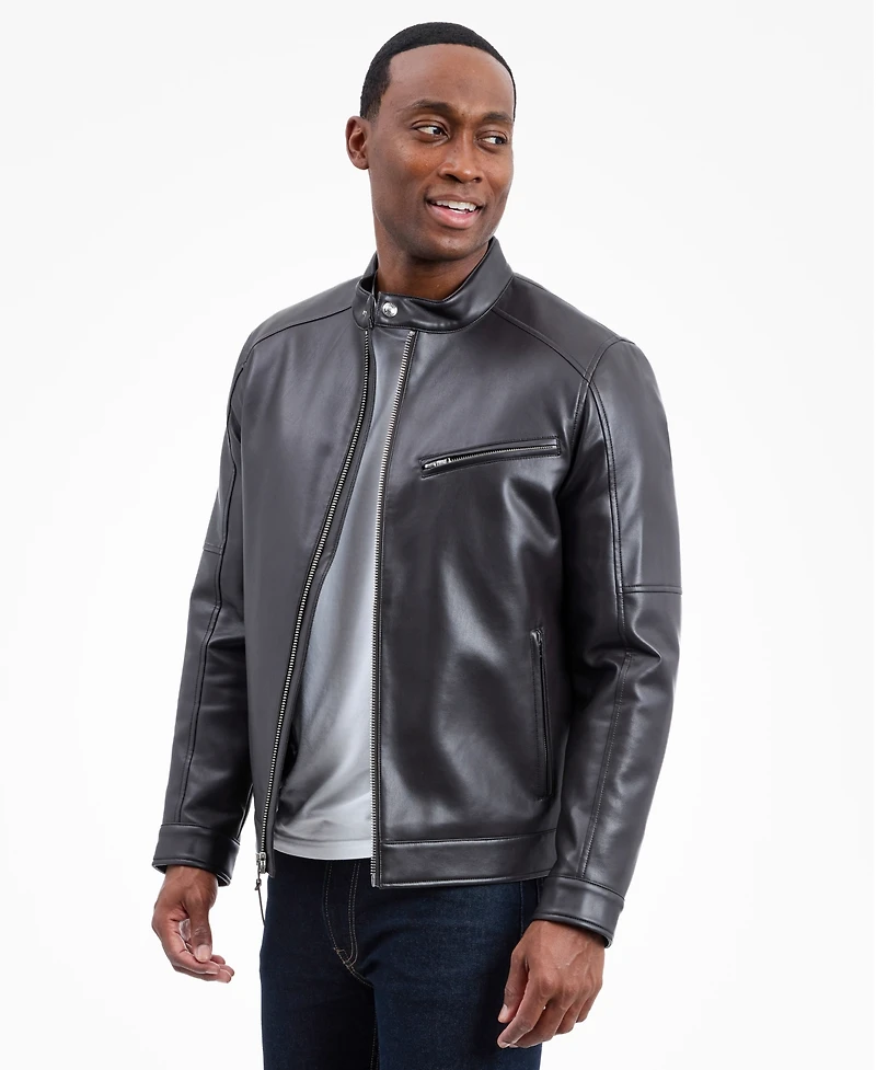 Michael Kors Men's Faux Leather Moto Jacket