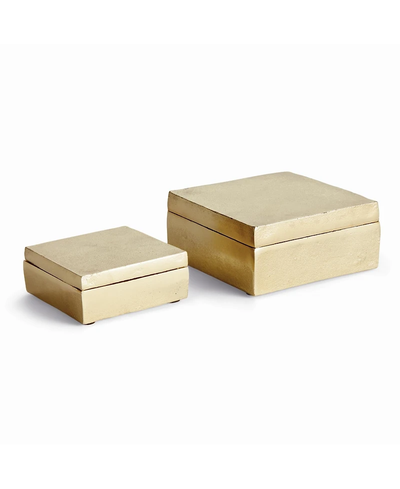 Napa Home & Garden Cressida Lidded Boxes, Set of 2 - Gold Aluminum Storage