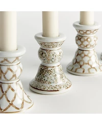 Province Mini Taper Holders, Set of 4 - Brown & White