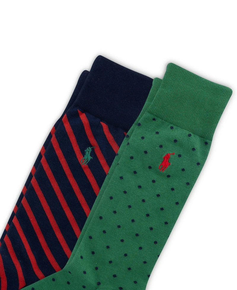 Polo Ralph Lauren Men's Dot & Stripe Slack Socks, 2-Pack
