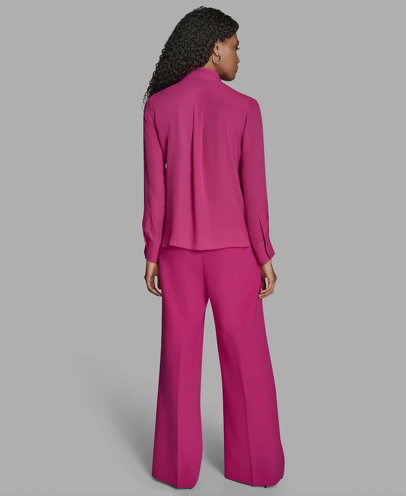 Bcbg Women's Long Sleeve Tie Neck Blouse