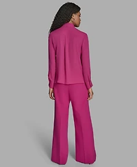 Bcbg Women's Long Sleeve Tie Neck Blouse