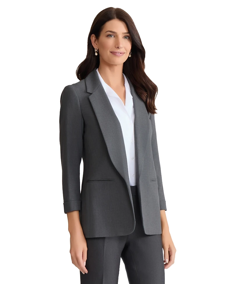 Jones New York Women's Notched Collar Jacket with Rolled Sleeves
