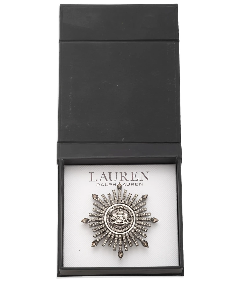 Lauren Ralph Two-Tone Crystal Crest Burst Pin