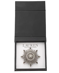 Lauren Ralph Two-Tone Crystal Crest Burst Pin