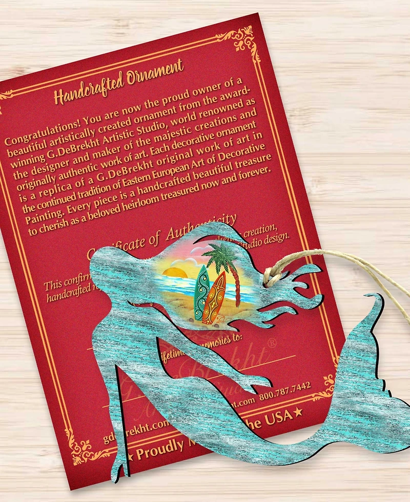 Designocracy Mermaid Scenic Wood Christmas Ornament