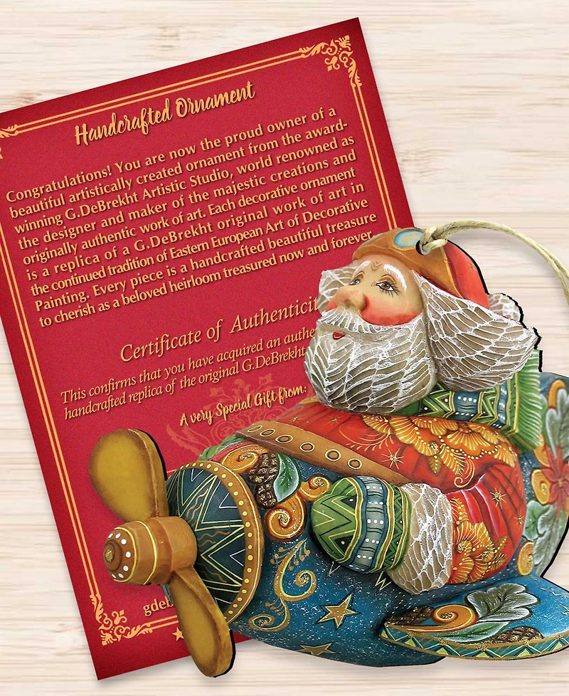 Designocracy Aviator Santa Wooden Christmas Ornament