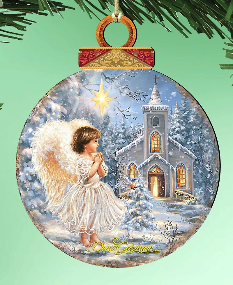 Designocracy Angel at the Chapel Christmas Ornament