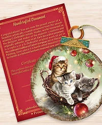 Designocracy Christmas Kittens Wood Holiday Ornament