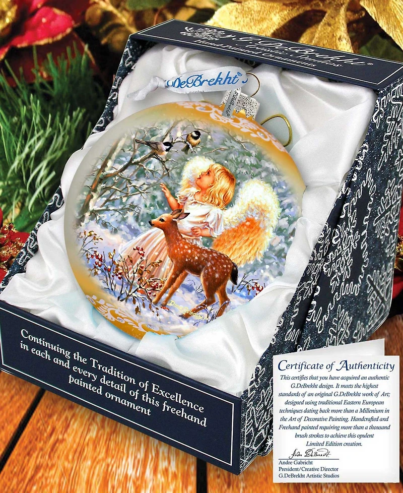 G. Debrekht Guardian Angel Fawn Le Glass Ornament