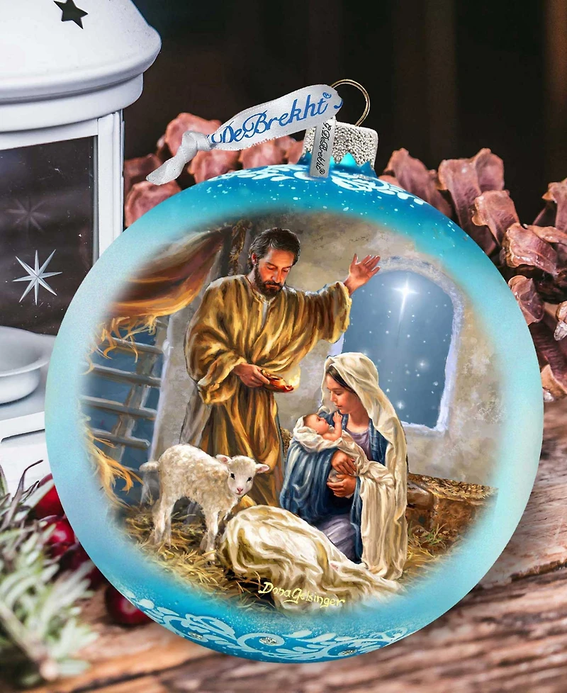 G. Debrekht A Child Is Born Nativity Le Glass Ornament