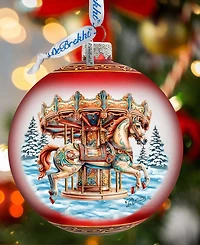G. Debrekht Winter Wonderland Carousel Christmas Glass