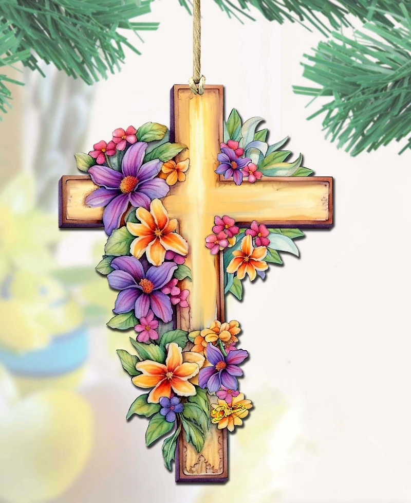 Designocracy Serenity Cross Christmas Ornament