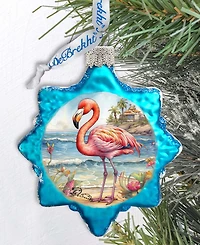 Designocracy Flamingo Christmas Glass Ornaments