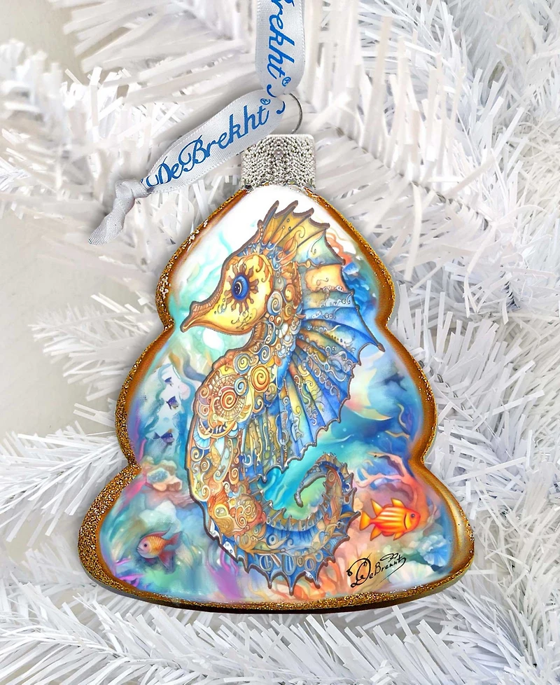 Designocracy Seahorse Christmas Glass Ornaments