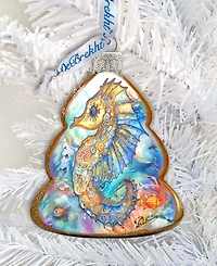 Designocracy Seahorse Christmas Glass Ornaments